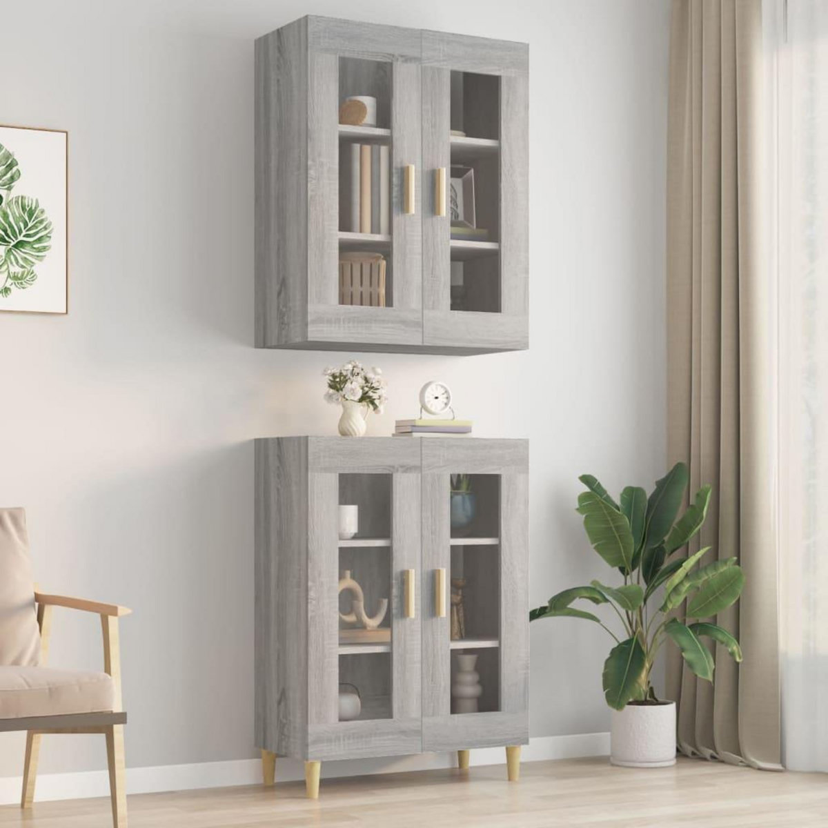 VIDAXL Armoire murale suspendue Sonoma gris 69,5x34x90 cm