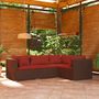 Voir la diapositive 1 : VIDAXL Salon de jardin 4 pcs avec coussins Resine tressee Marron