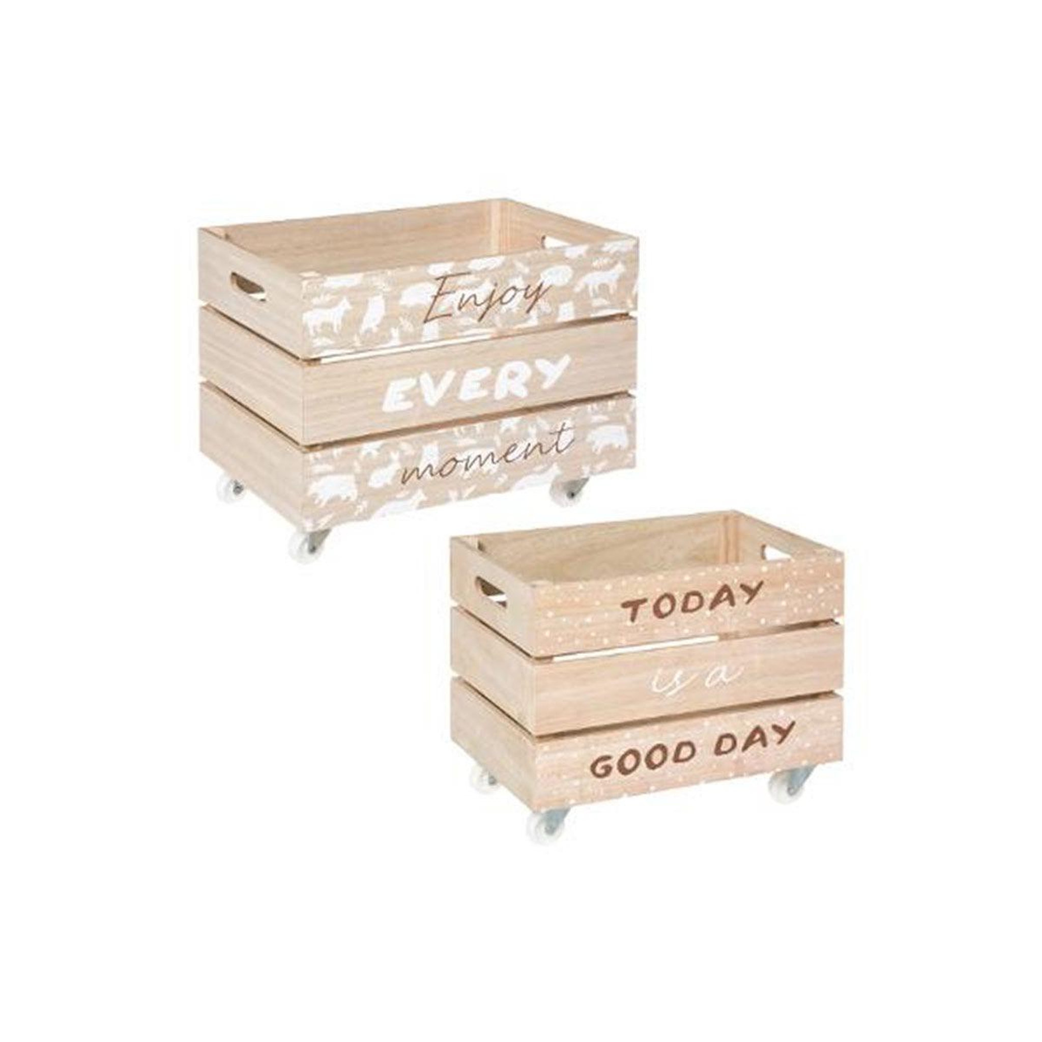 Voir la diapositive 1 : Atmosphera Kids Lot de 2 cagettes enfant  print  39cm blanc