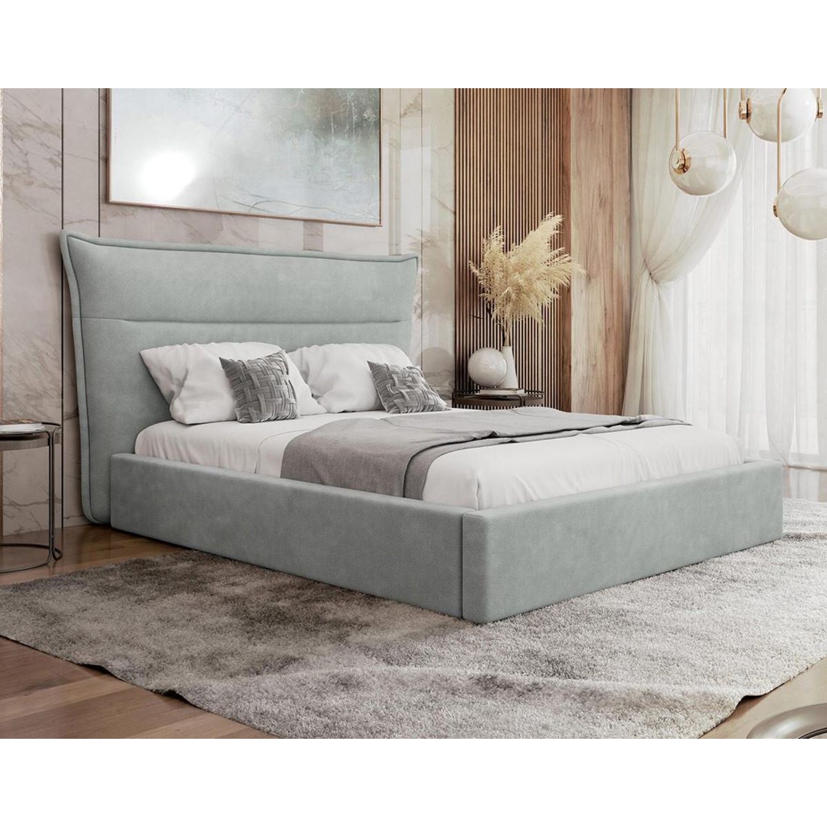 BEST MOBILIER Emy - lit coffre - 160x200 cm - en velours - sommier inclus