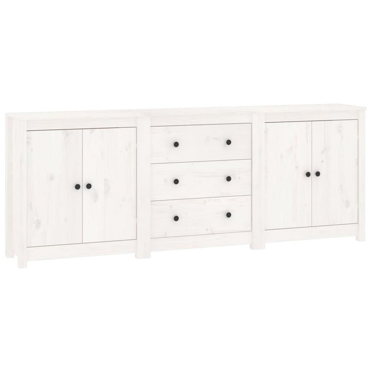 VIDAXL Buffet Blanc 210x35x80 cm Bois massif de pin
