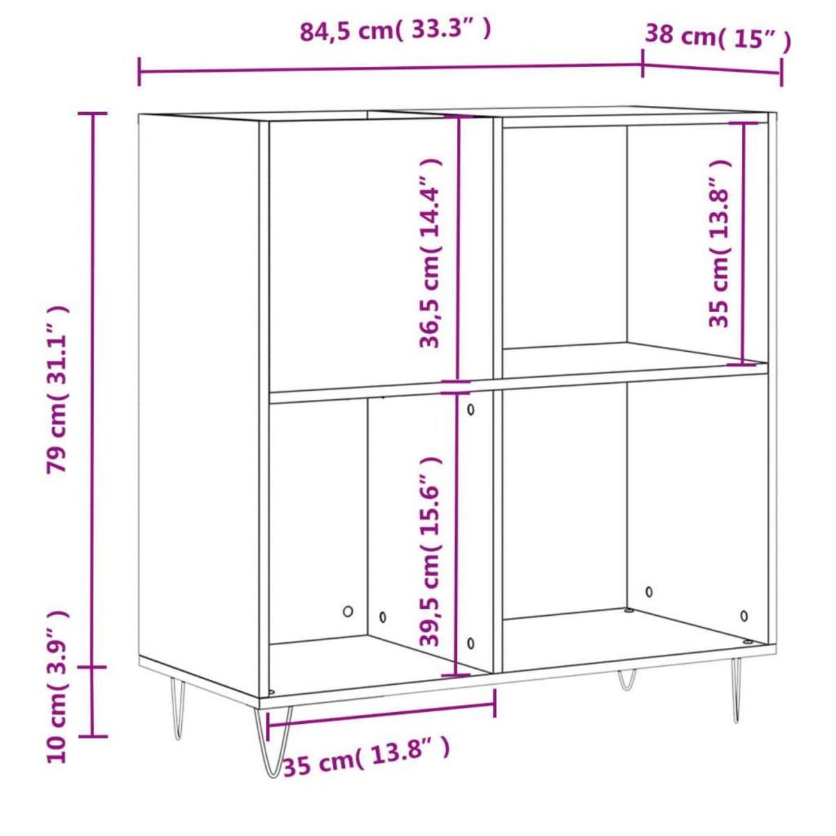 VIDAXL Armoire a disques chene sonoma 84,5x38x89 cm bois d'ingenierie