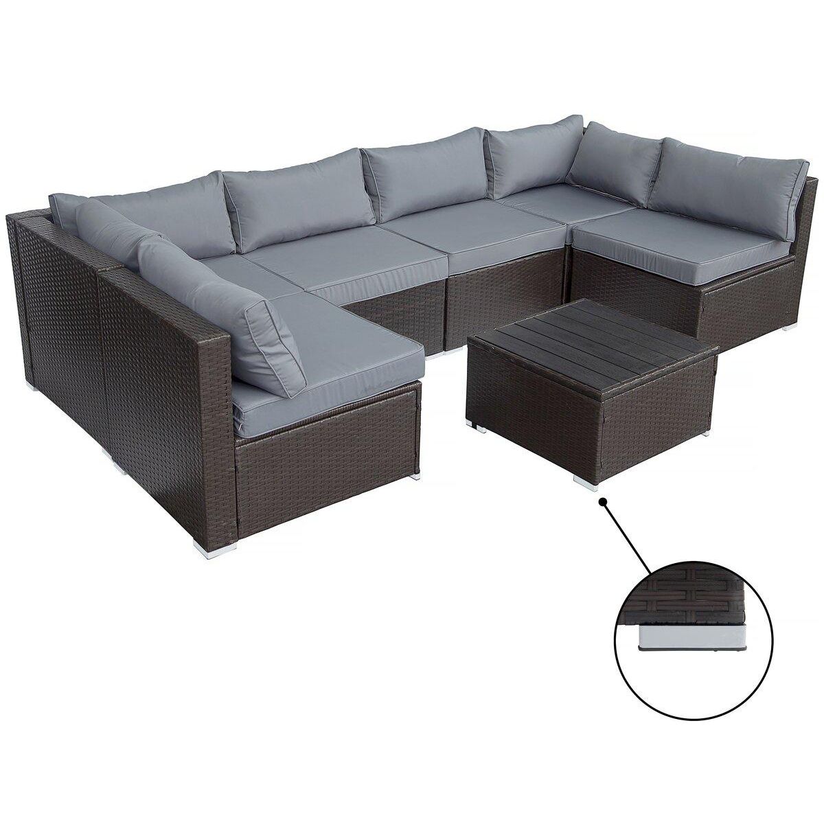 Habitat et Jardin Salon de jardin panoramique en résine tressée  Océane  - 6 places - Marron