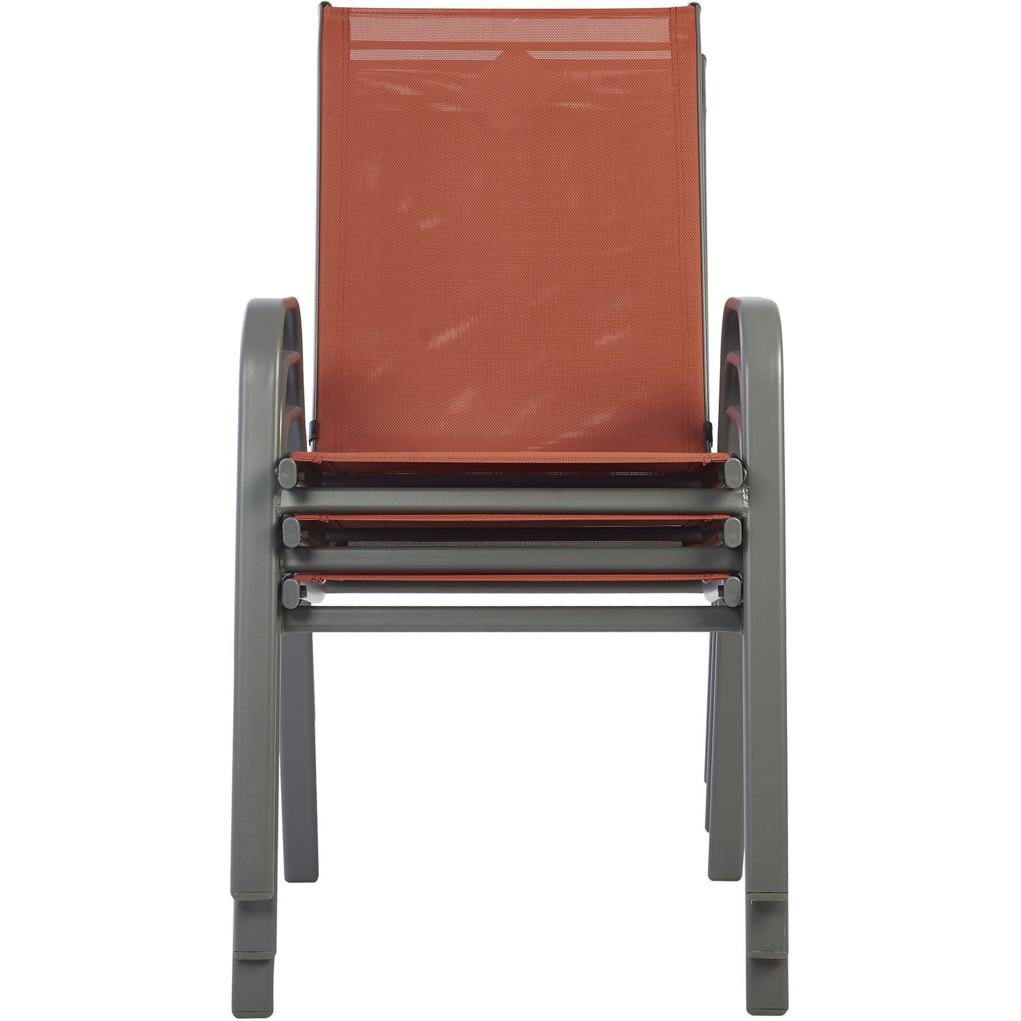 Voir la diapositive 2 : GARDENSTAR Fauteuil de jardin empilable - Acier/textilène - Terracotta