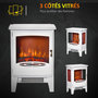 Voir la diapositive 4 : HOMCOM Cheminée électrique poêle style néo-rétro 1000-2000 W simulation flammes LED luminosité réglable acier ABS blanc