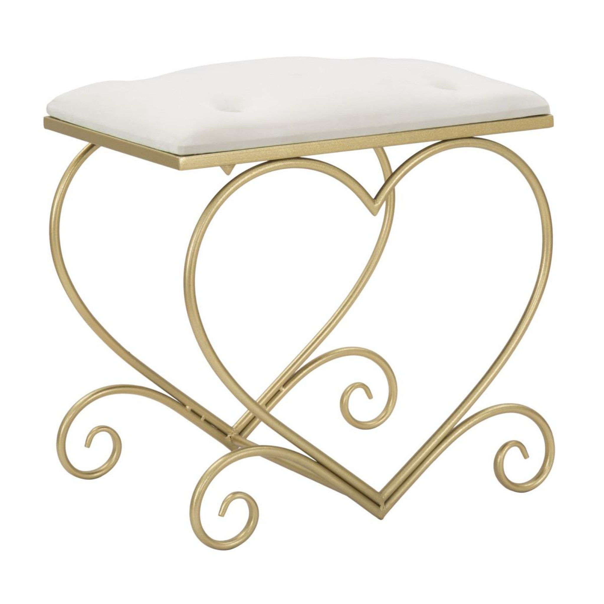 Paris Prix Tabouret design  heart  51cm crème & or