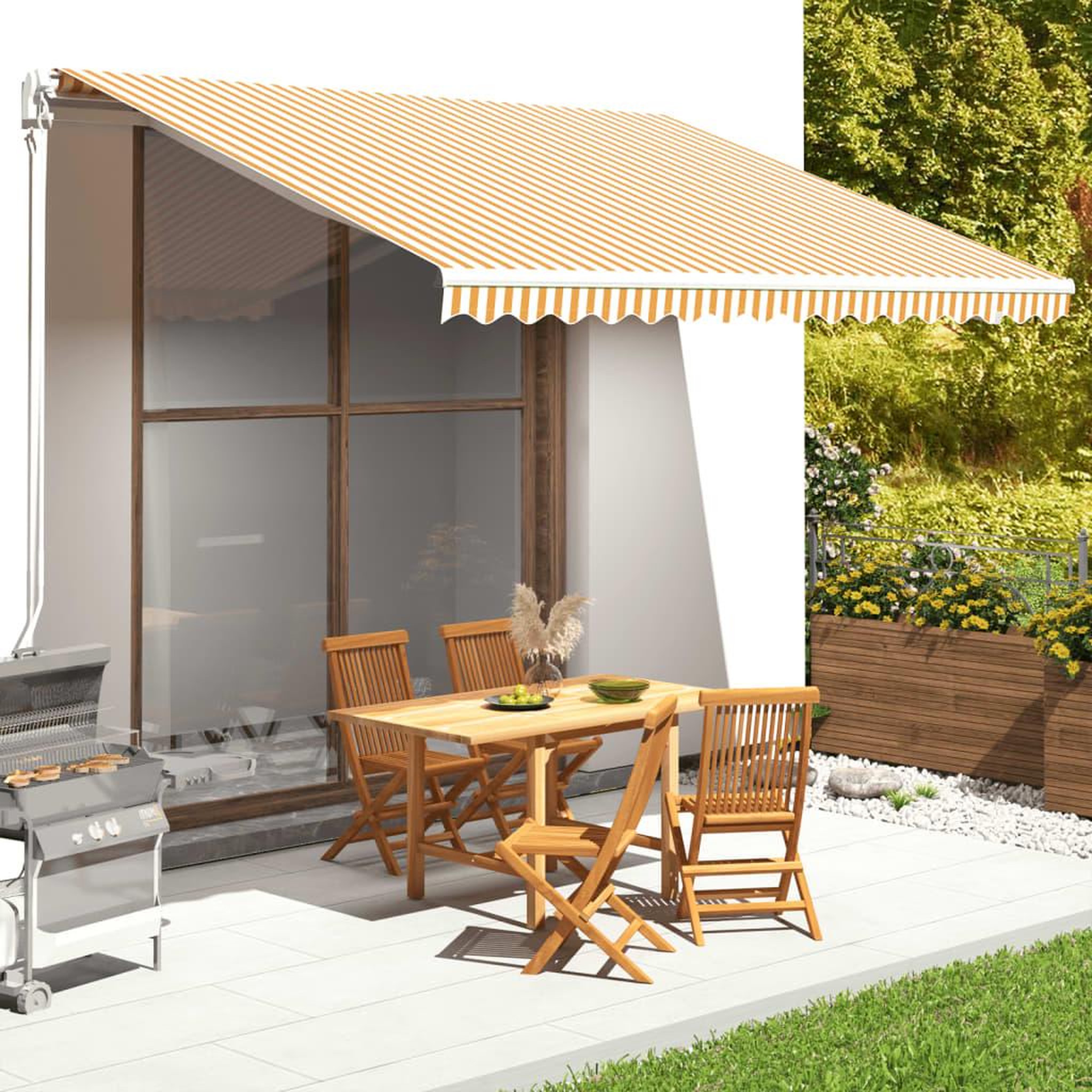 Voir la diapositive 1 : VIDAXL Tissu de remplacement pour auvent Jaune et blanc 4,5x3,5 m