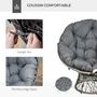 Voir la diapositive 6 : OUTSUNNY Fauteuil rond de jardin fauteuil papasan pivotant grand confort Ø 97 x 86H cm grand coussin fourni polyester résine tressée gris