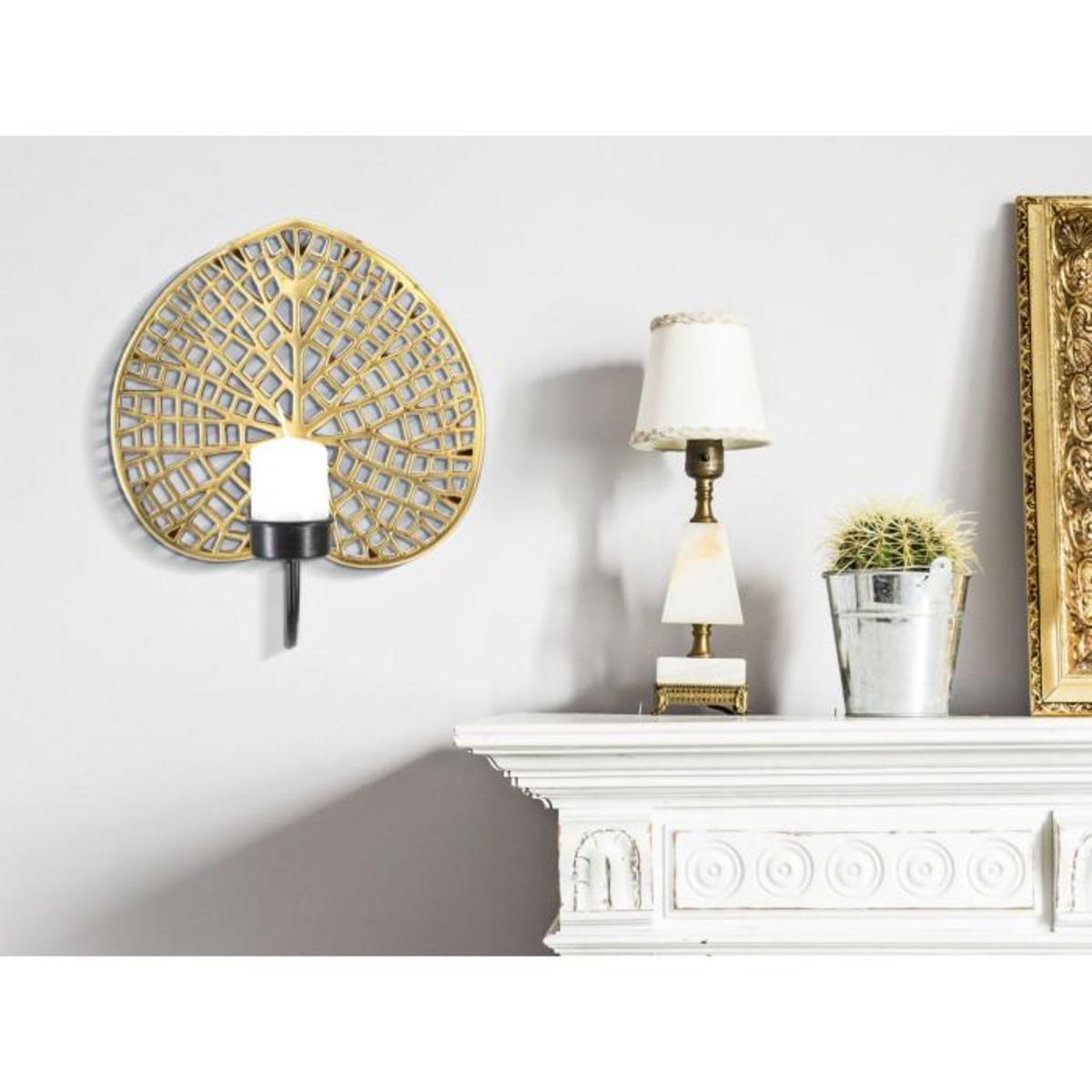 Paris Prix Bougeoir Mural Design  Lotus  22cm Or