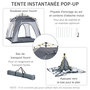 Voir la diapositive 5 : OUTSUNNY Tente de camping familiale 4 personnes montage instantanée pop-up 4 fenêtres pare-soleil dim. 2,4L x 2,4l x 1,95H m fibre verre polyester gris