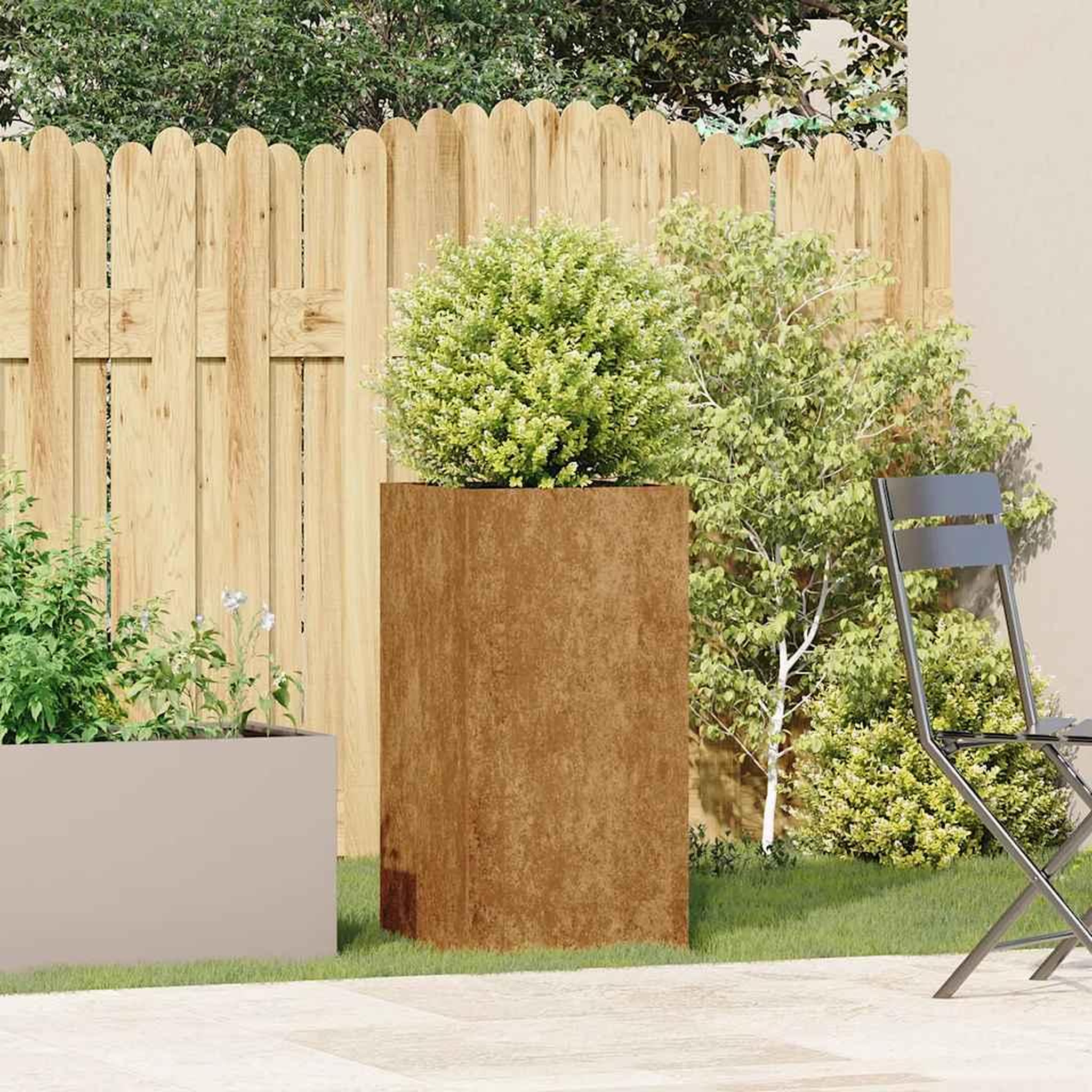 Voir la diapositive 3 : VIDAXL Jardiniere rouille 40x40x80 cm acier inoxydable