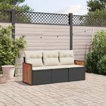 VIDAXL Salon de jardin 3 pcs avec coussins noir resine tressee