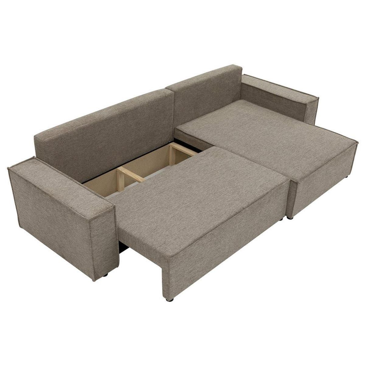 BEST MOBILIER Cezanne - canapé d'angle réversible 5 places convertible avec coffre en tissu texturé