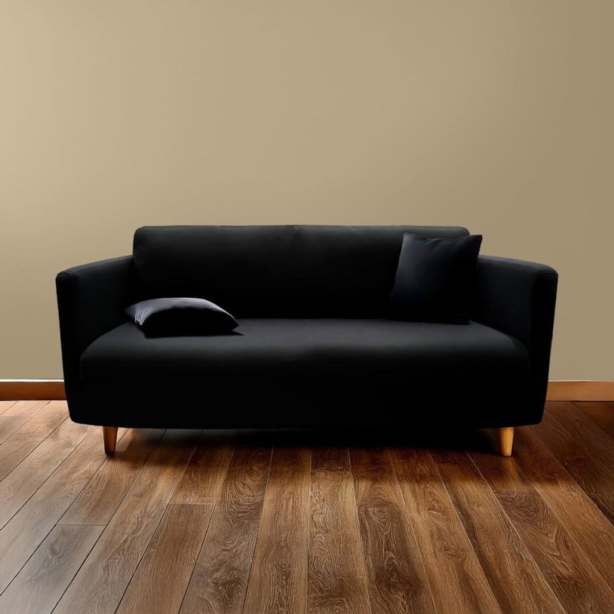 L3C Housse de canapé extensible en polyester coloris noir