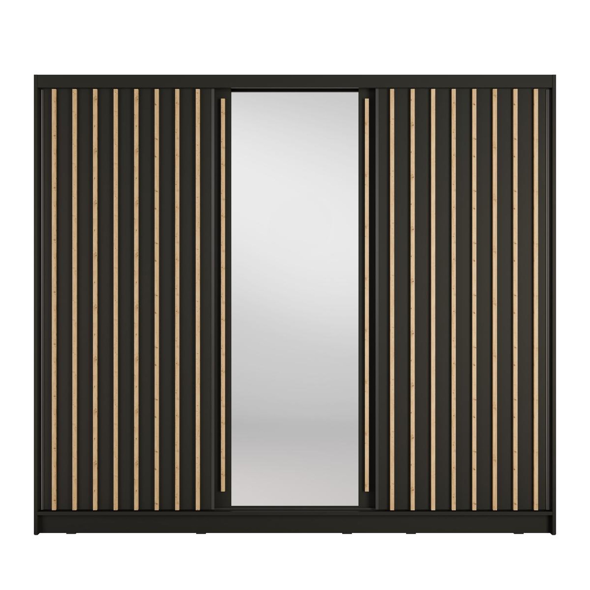 Voir la diapositive 4 : JLC KREATION Dressing coulissant noir et bois 250cm celia