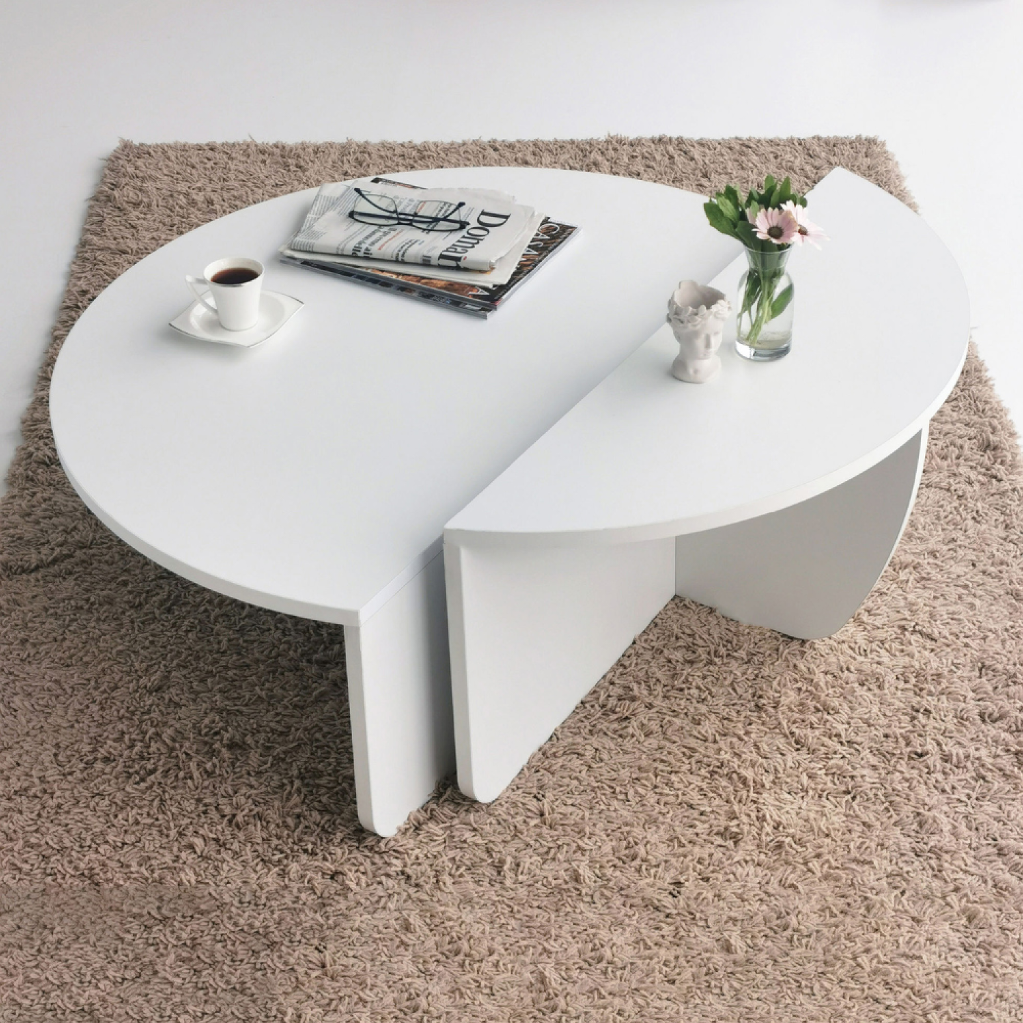 Voir la diapositive 6 : CONCEPT USINE Table basse ronde modulable blanche CARLOW