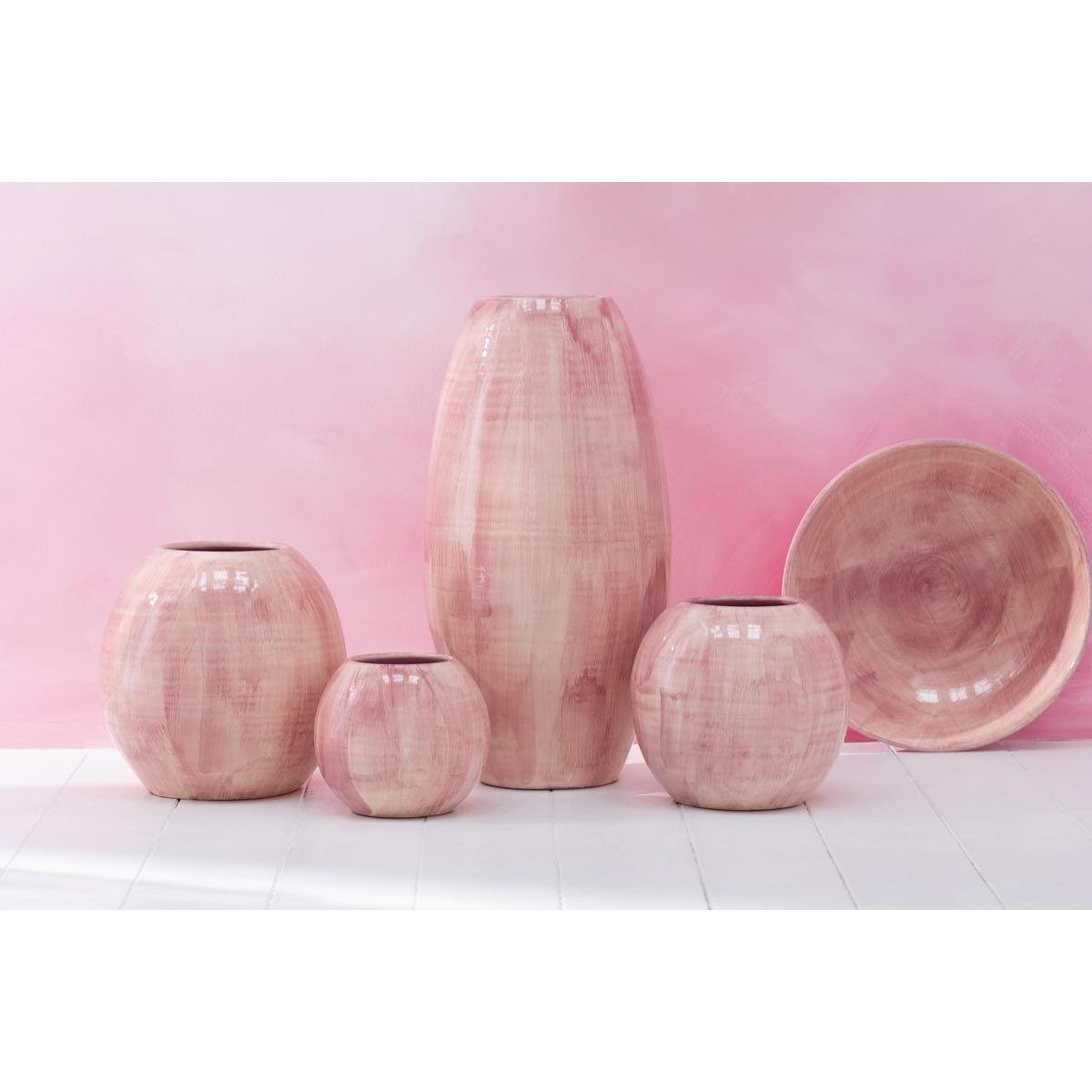 Voir la diapositive 4 : J-LINE Cache-pot en céramique  pinky perfect  24cm rose