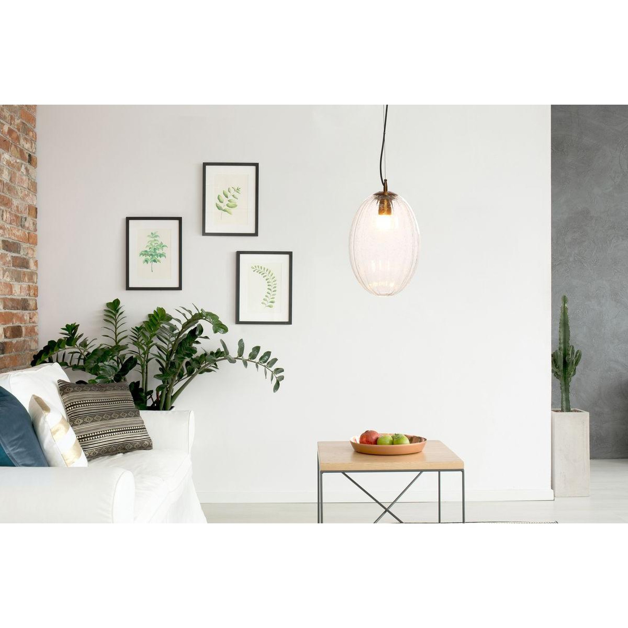 Voir la diapositive 2 : Paris Prix Lampe Suspension en Verre  Virgina  36cm Transparent