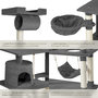 Voir la diapositive 4 : tectake Arbre à chat 141 cm avec griffoir et plateforme d'escalade gris