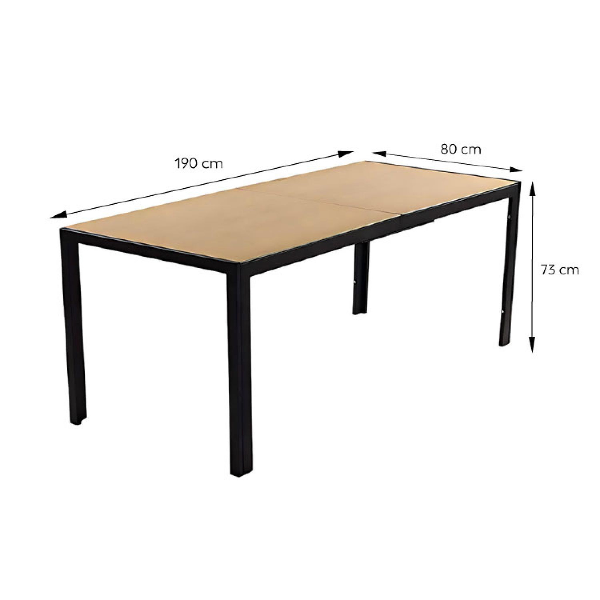 Voir la diapositive 3 : CONCEPT USINE Table de jardin 190cm 8 personnes avec plateau en verre trempé effet bois brisbane