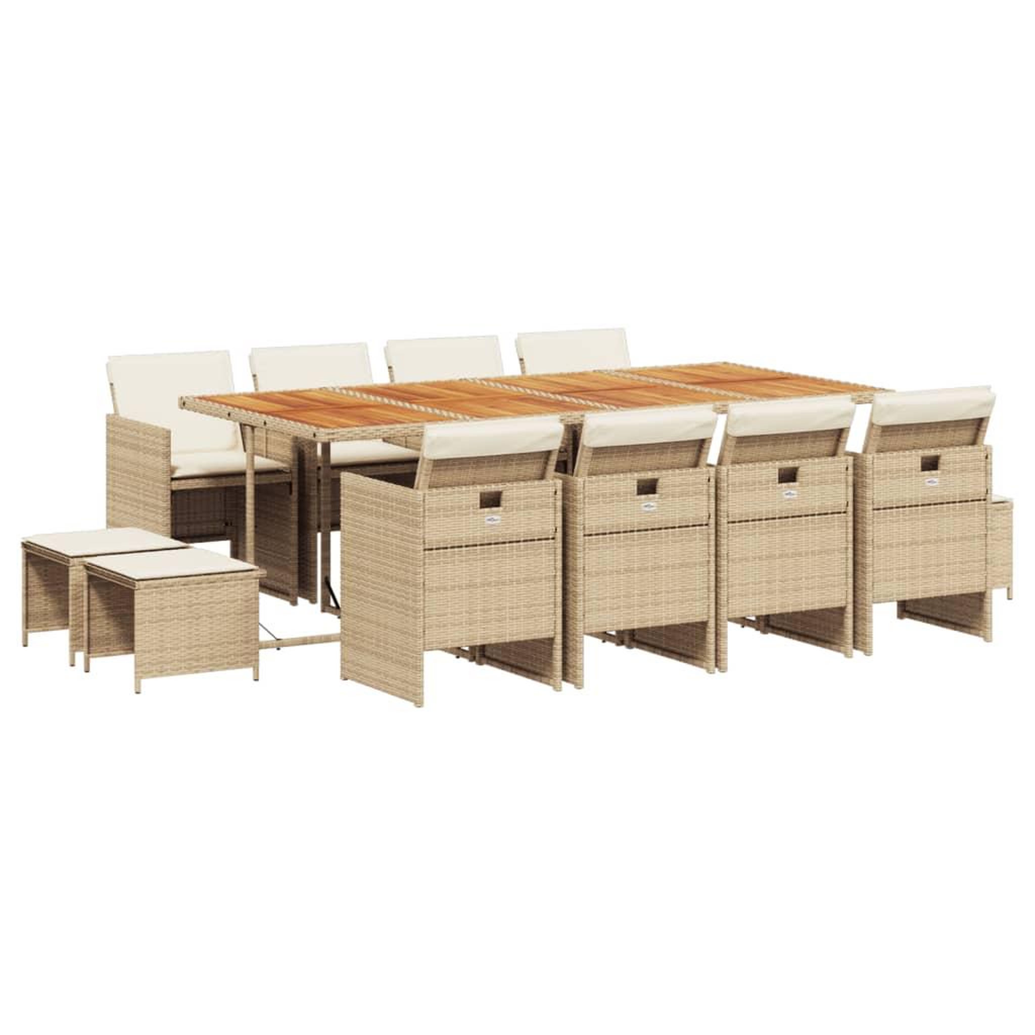 Voir la diapositive 2 : VIDAXL Ensemble a manger de jardin et coussins 13 pcs beige