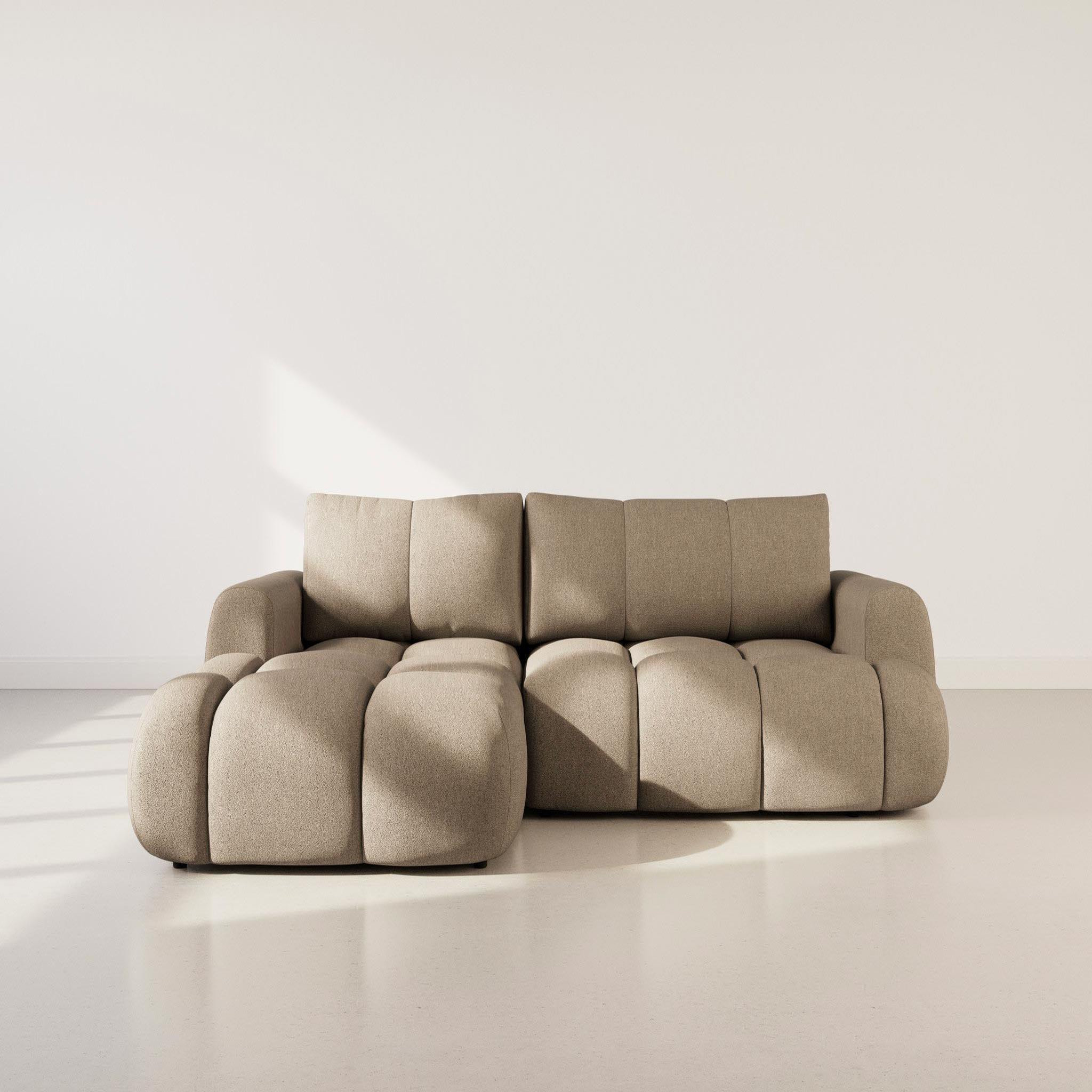 Voir la diapositive 6 : BEST MOBILIER Yulin - canapé d'angle gauche 4 places convertible avec coffre en tissu bouclette