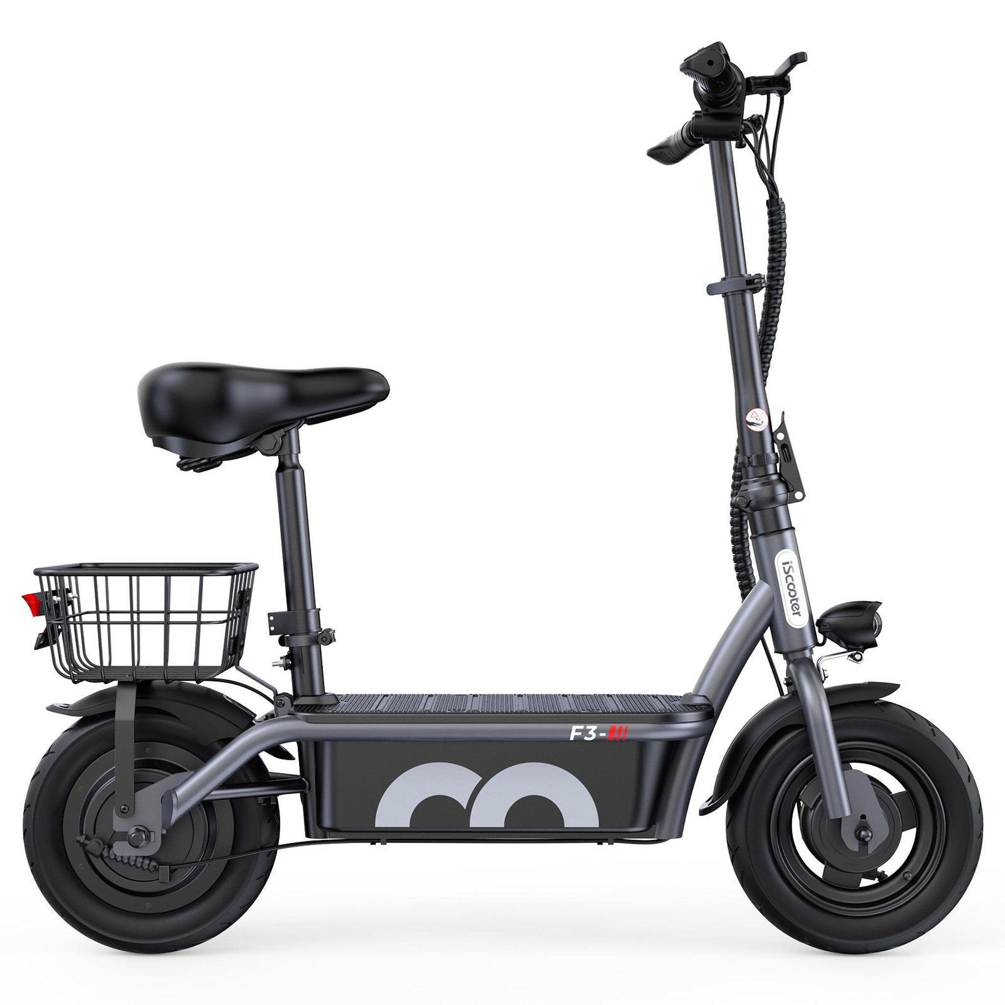 Voir la diapositive 3 : ISCOOTER Trottinette électrique iScooter F3 avec siège et panier, 10 pouces, 48 ​​V 13 Ah