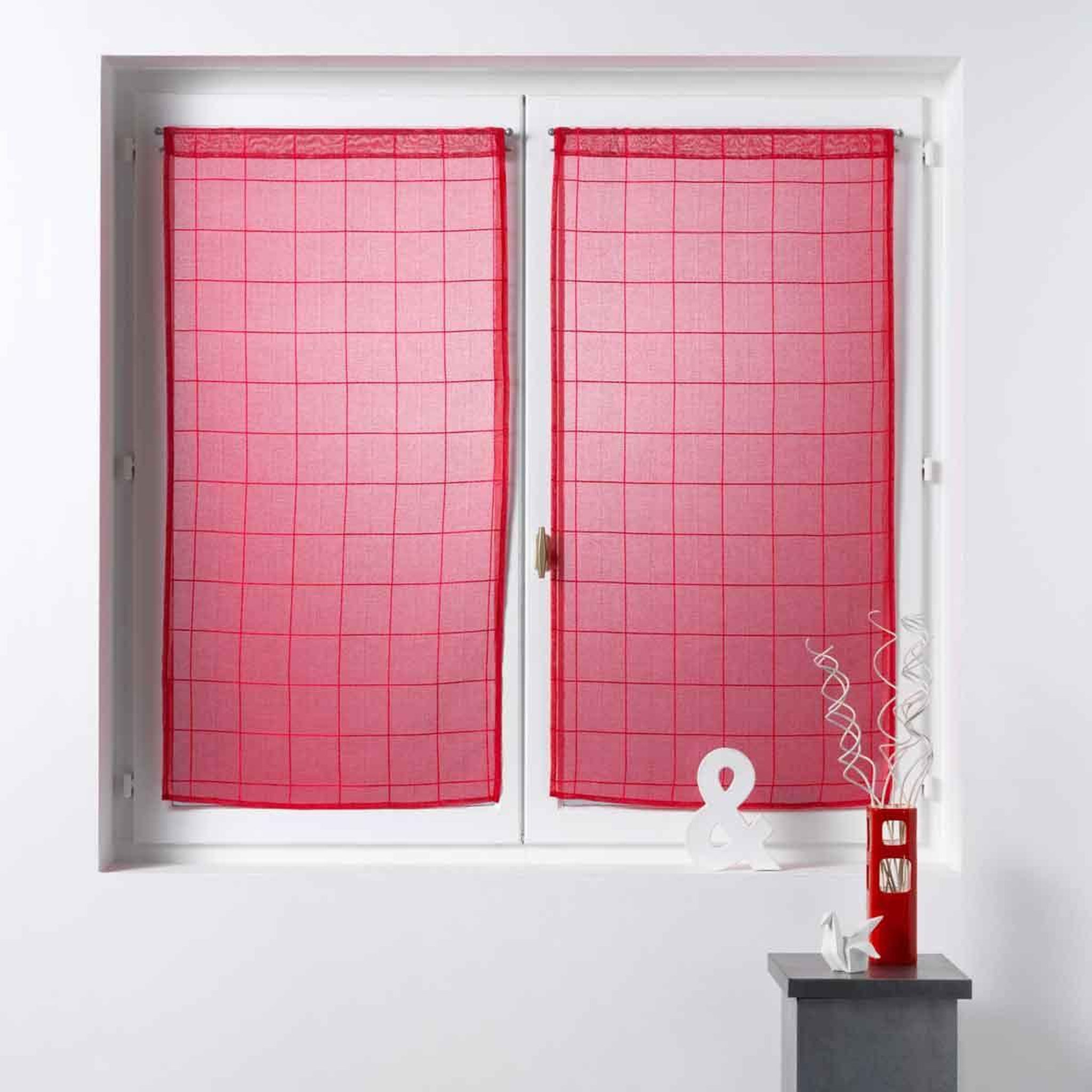 Voir la diapositive 3 : Douceur d'Intérieur Paire de voilages  eulalie  60x90cm rouge