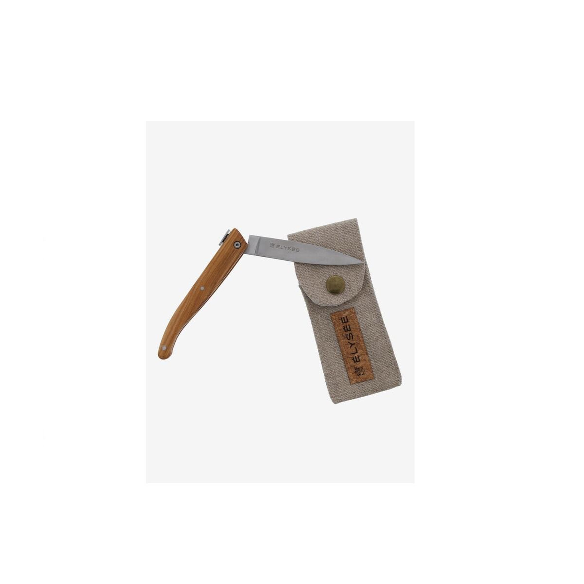 Voir la diapositive 4 : Jean dubost Couteau de poche inox manche olivier + étui en lin - L0016760B01346