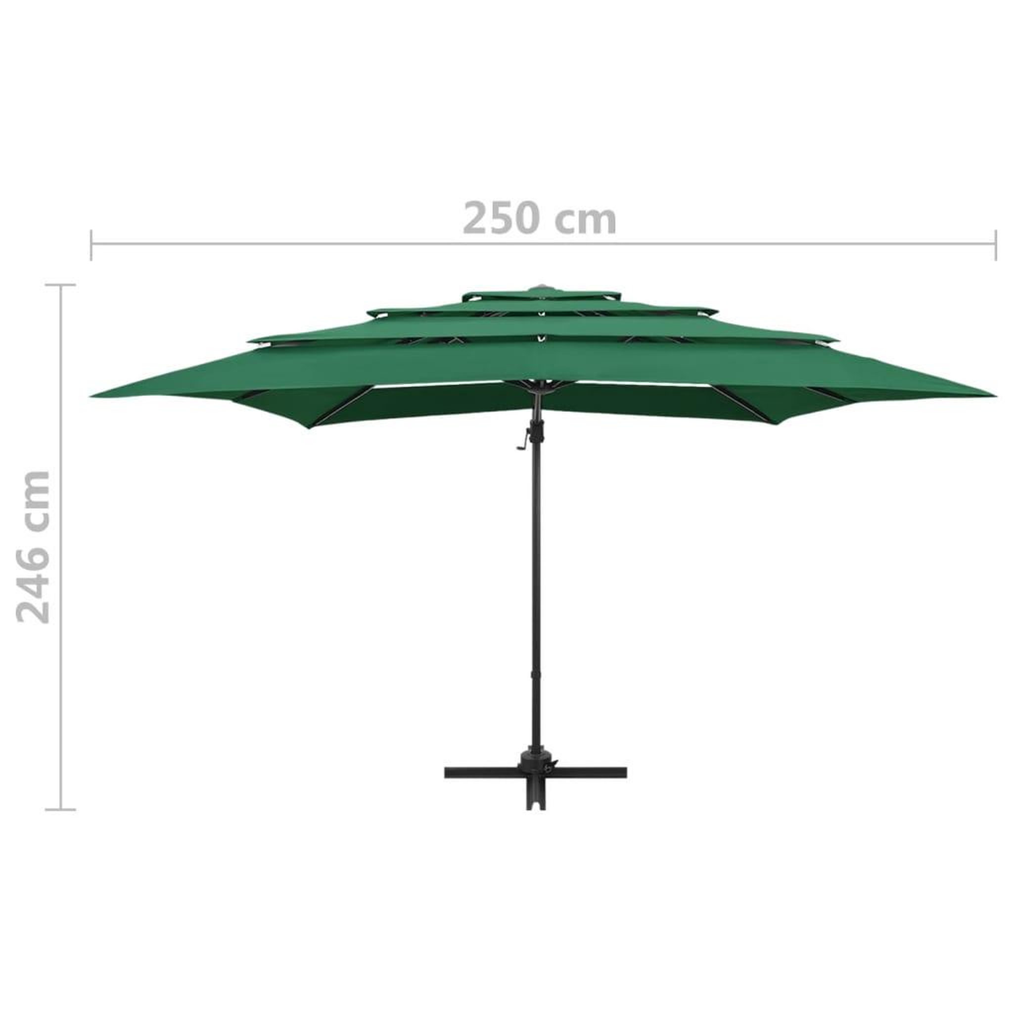 Voir la diapositive 6 : VIDAXL Parasol de jardin a 4 niveaux avec mat en aluminium vert
