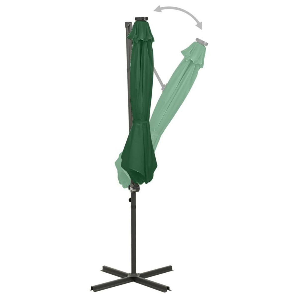 VIDAXL Parasol de jardin en porte-a-faux et mat et lumieres LED vert
