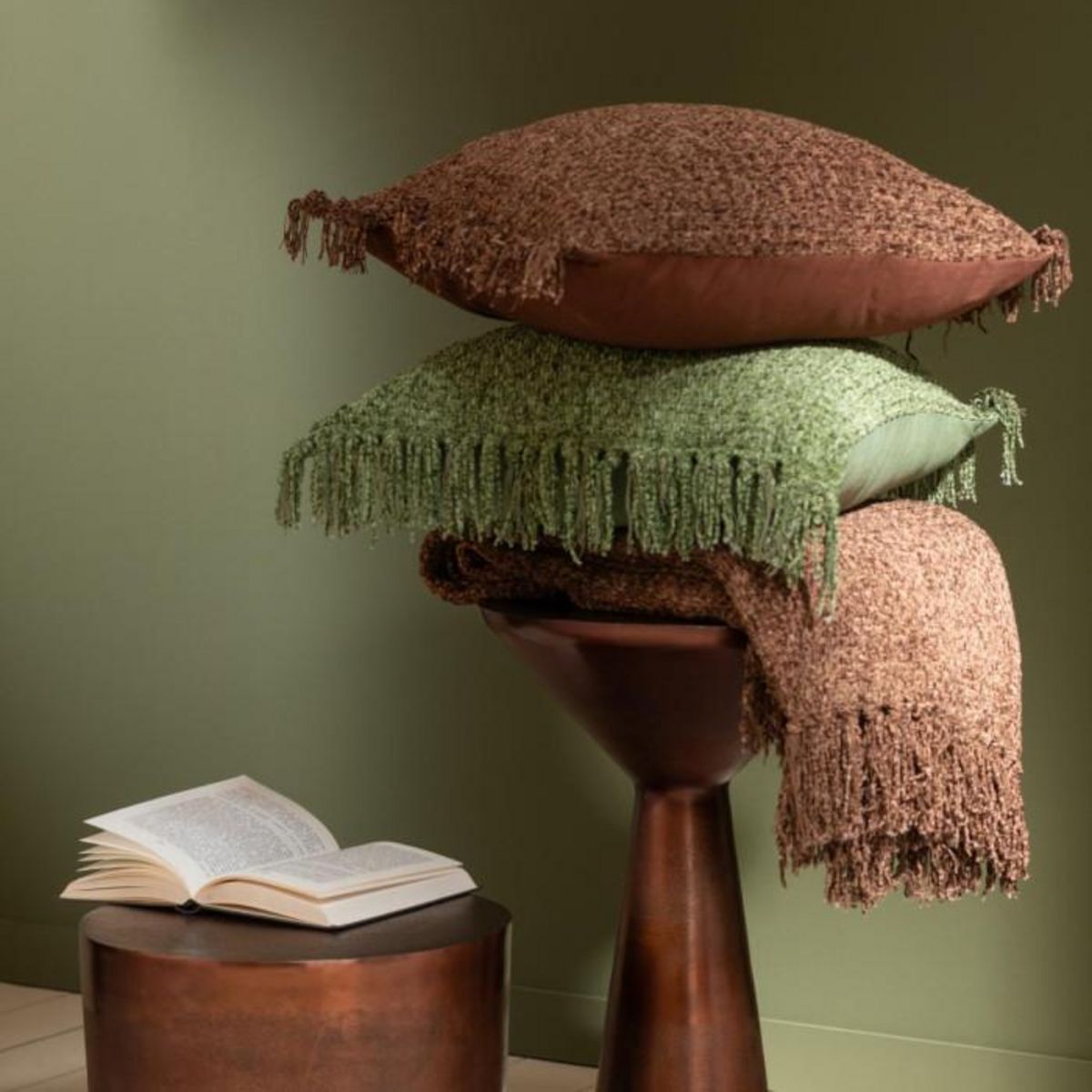 Paris Prix Plaid Tissé en Viscose  Saya  130x180cm Marron