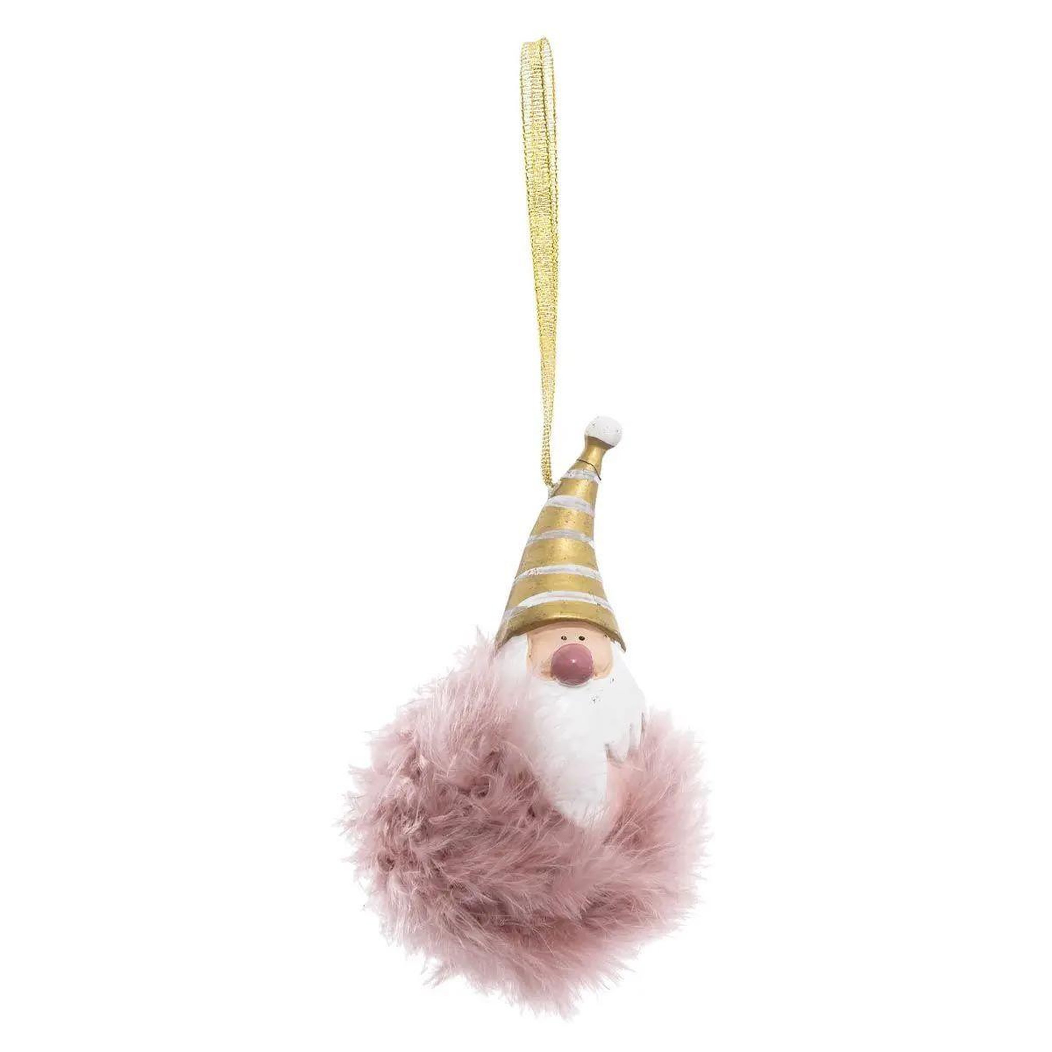 ATMOSPHERA Sujet de noël  lutin plumes  13cm rose & or