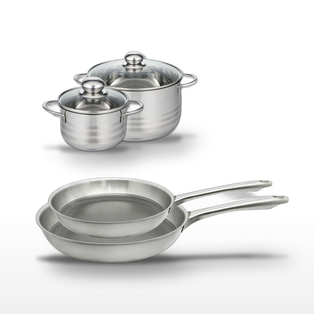 ELO Lot de 2 Poêles 24/28cm et 2 Faitouts 16/20cm Elo Relief Passion