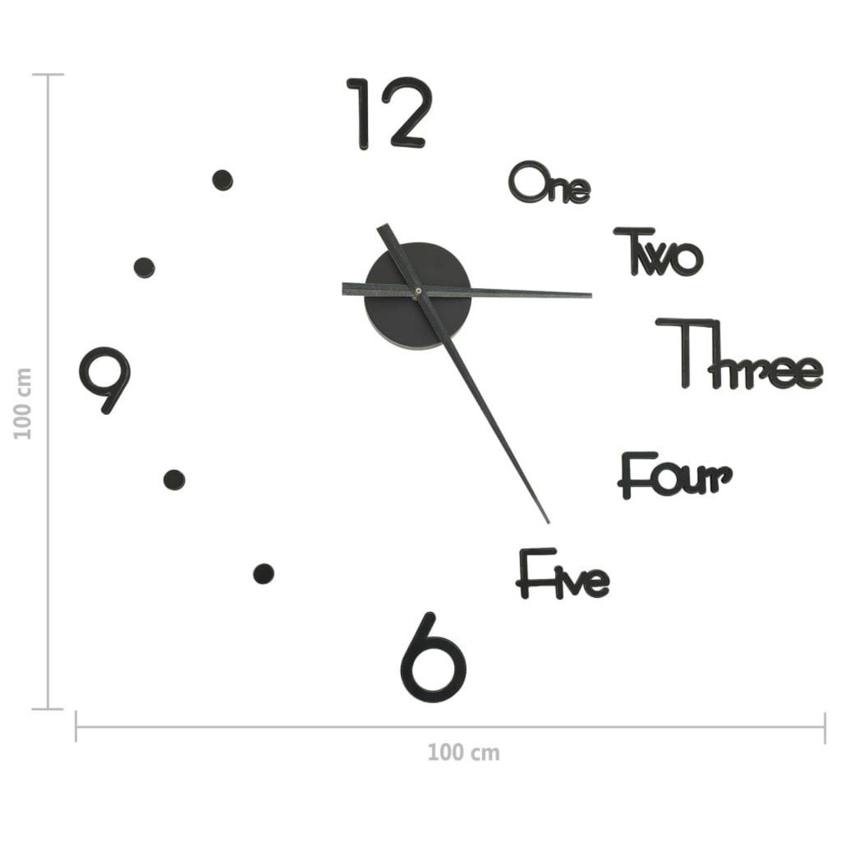 VIDAXL Horloge murale 3D Design moderne Noir 100 cm XXL