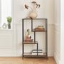 Voir la diapositive 2 : SWEEEK Etagère en métal noir et décor bois - Loft - bibliothèque 4 niveaux. L 69 x l 33 x H 113.5cm