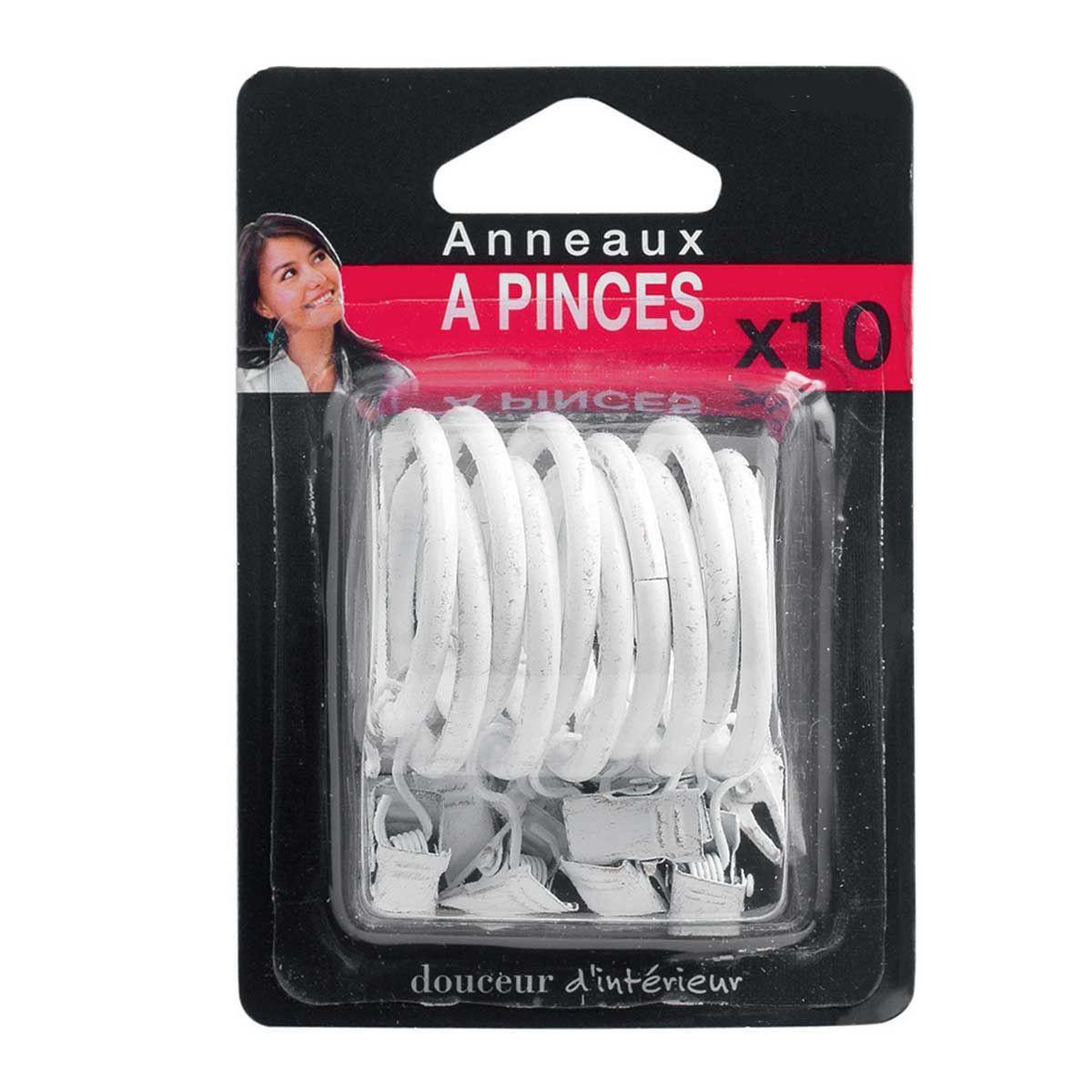 Voir la diapositive 3 : Douceur d'Intérieur Lot de 10 anneaux  pince  12cm blanc & or