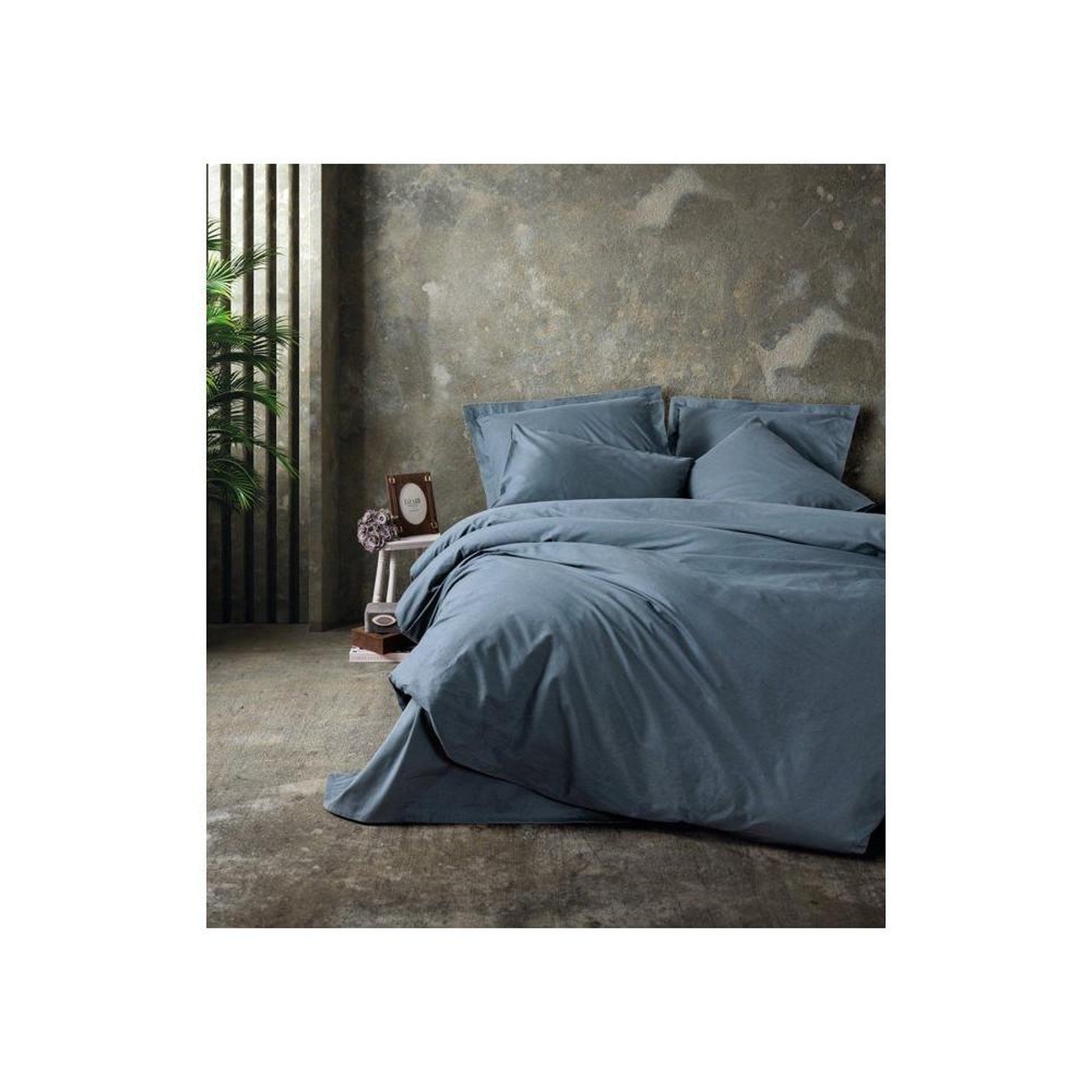 GENERIQUE Parure de lit - 1 housse de couette 140 x 200cm + 1 taies d'oreiller 60 x 60 cm - 100% coton renforcé - Anthracite