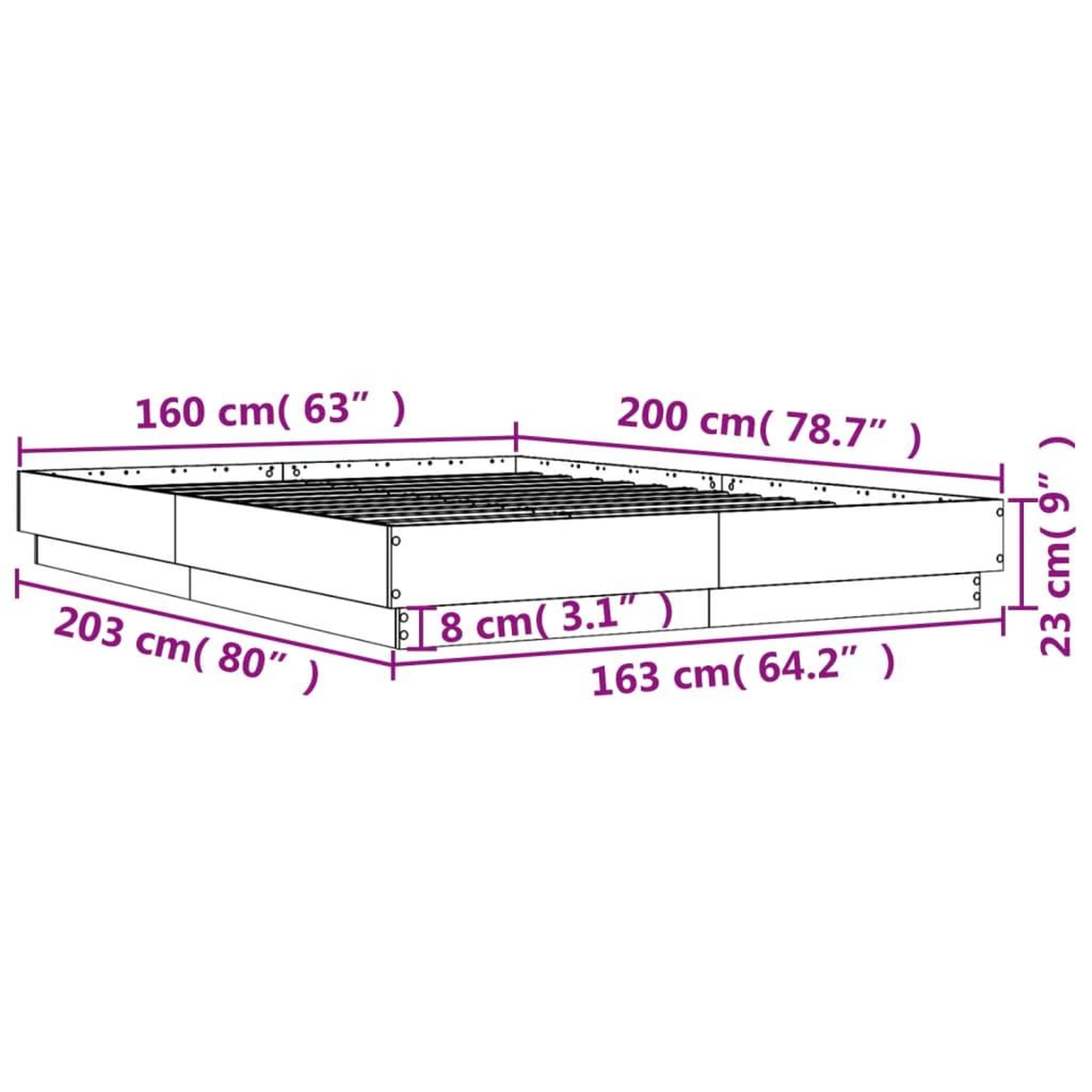 Voir la diapositive 6 : VIDAXL Cadre de lit avec LED sans matelas blanc 160x200 cm