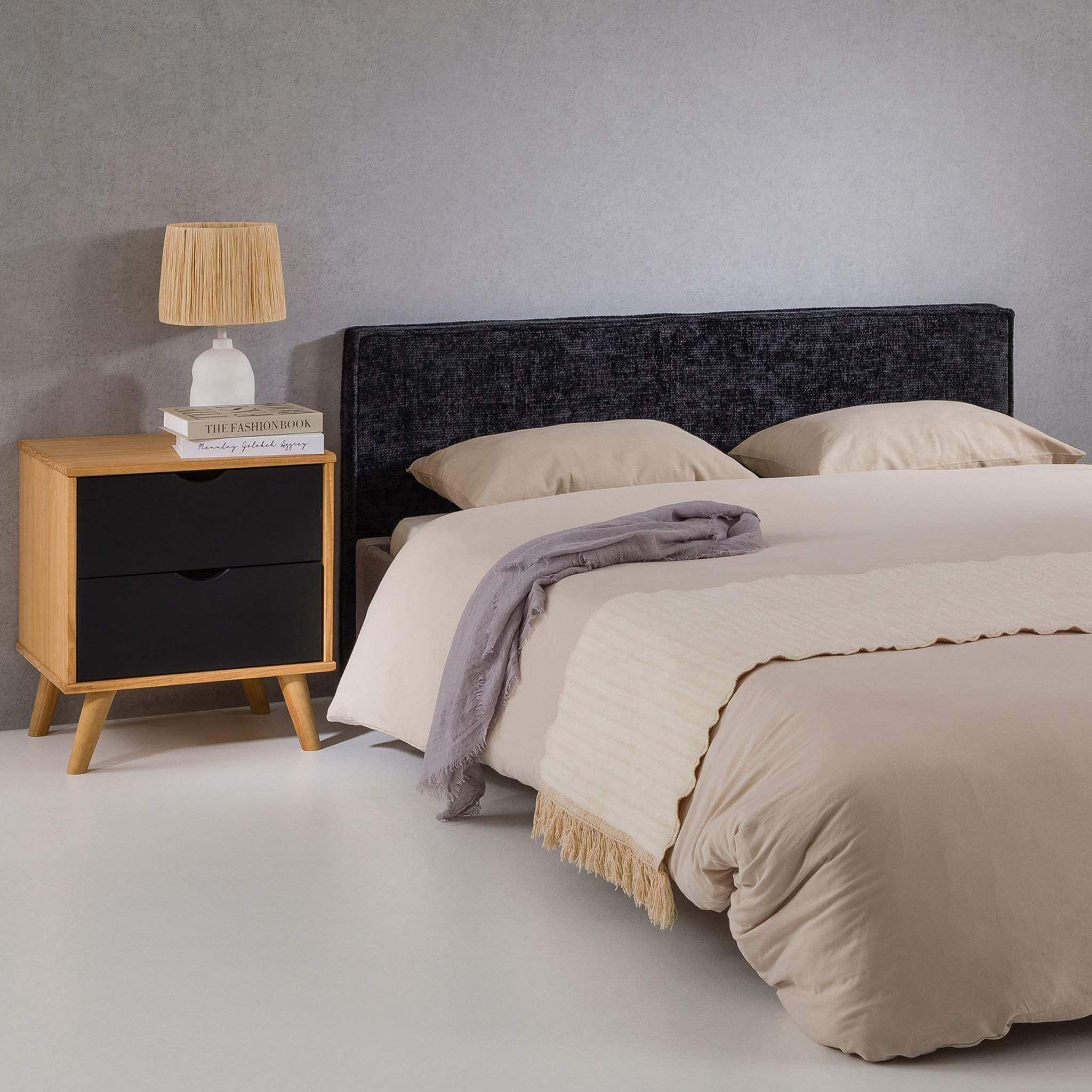 Voir la diapositive 2 : IDIMEX Tête de lit elowa 160 sur pieds, en tissu