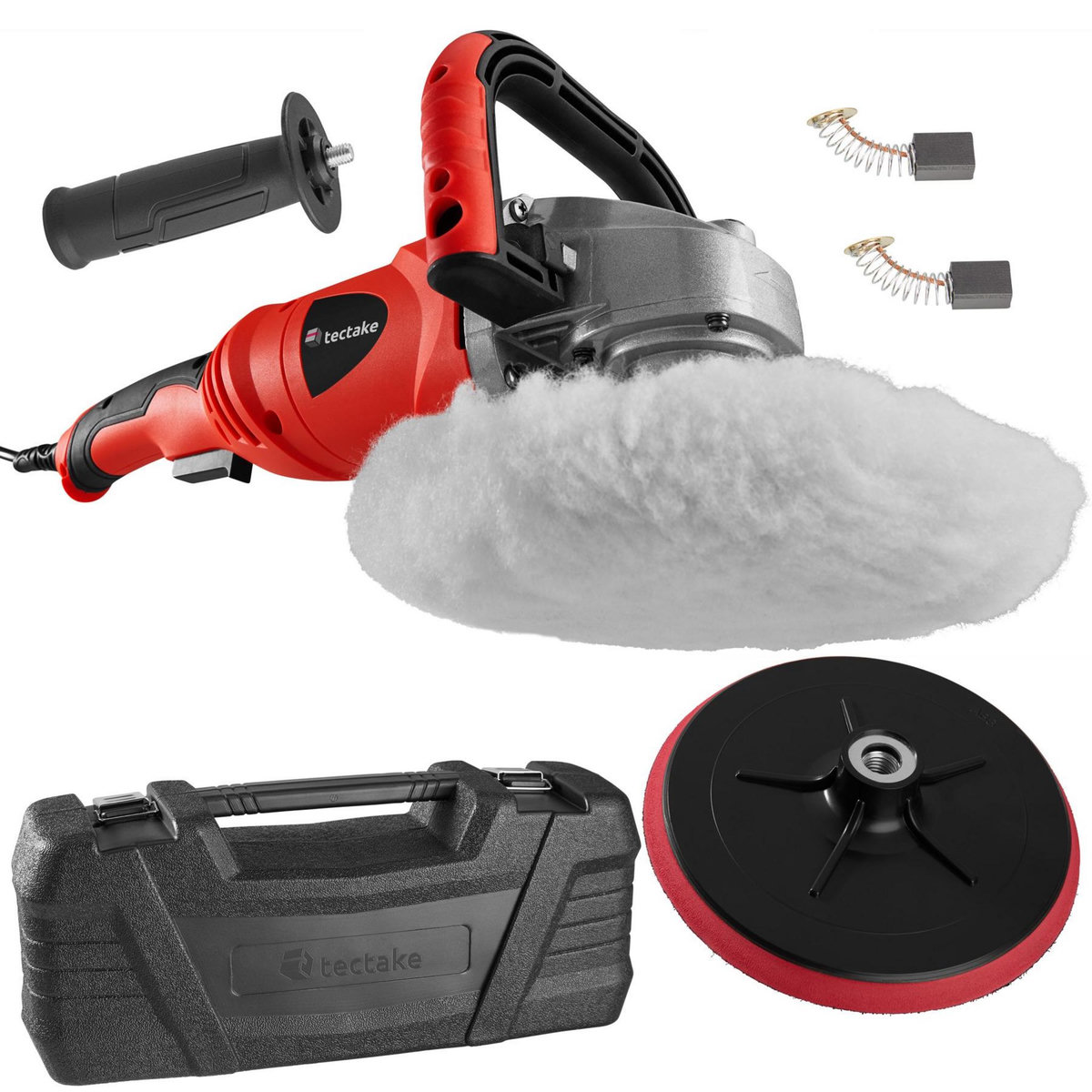 tectake Lustreuse Polisseuse Rotative avec accessoires 1400 W rouge