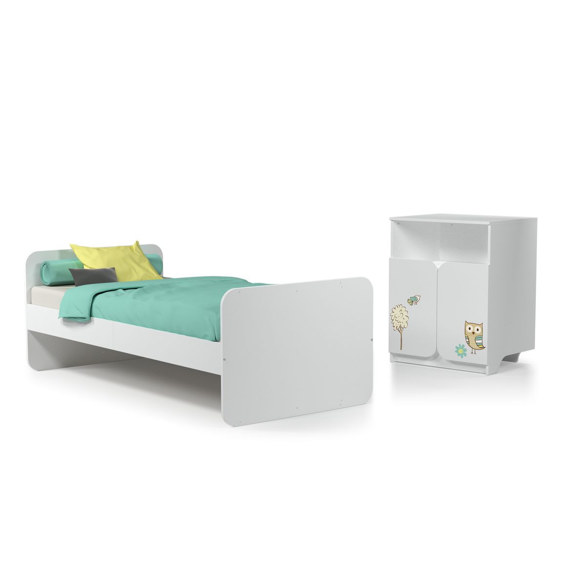 Lit bébé combiné 60x120 cm évolutif 90x190 cm HIBOUX