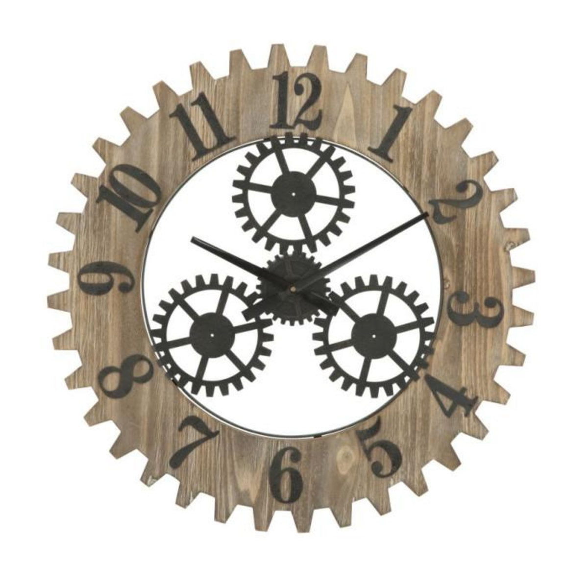 Paris Prix Horloge Murale Engrenage  Plus  60cm Naturel & Noir