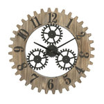 Paris Prix Horloge Murale Engrenage  Plus  60cm Naturel & Noir