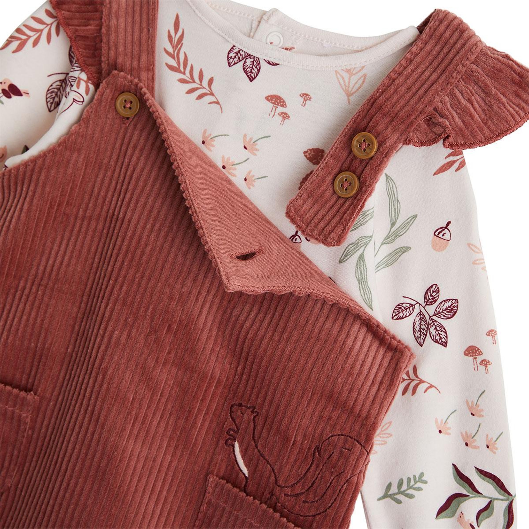 Voir la diapositive 3 : Petit Béguin Ensemble robe bébé en velours côtelé, t-shirt et collant evie