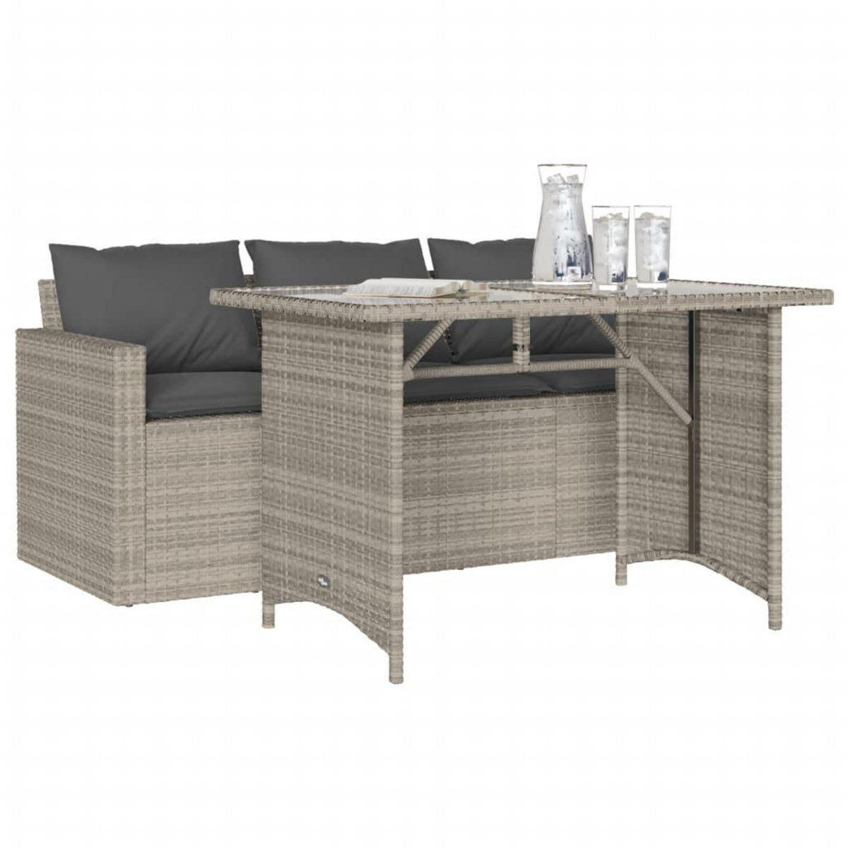 VIDAXL Ensemble a manger de jardin et coussins 2 pcs gris clair rotin