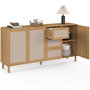 Voir la diapositive 4 : ID MARKET Buffet 160 cm ROBIN 4 portes bois et effet lin