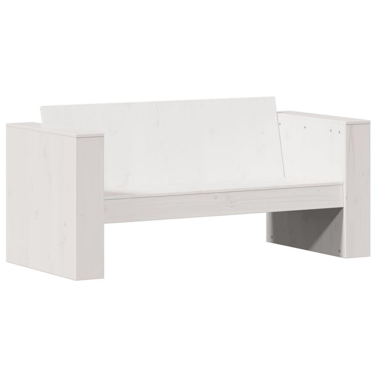 VIDAXL Canape de jardin 2 places blanc 134x60x62 cm bois de pin massif