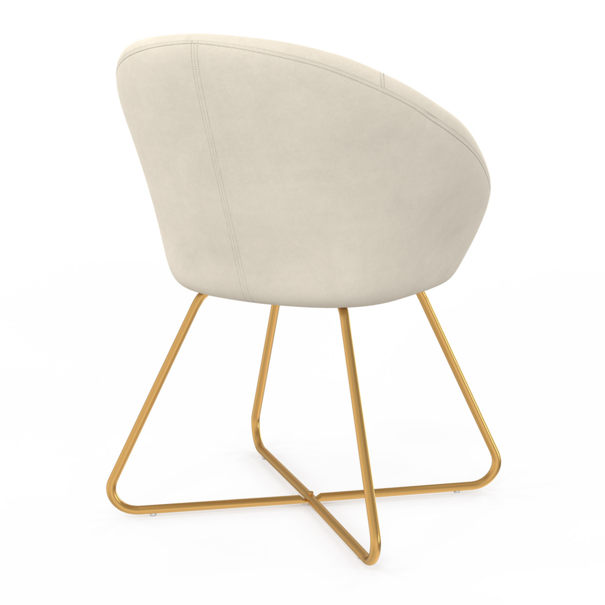 ID MARKET Fauteuil rond ANGELINA beige en velours pieds croisés dorés
