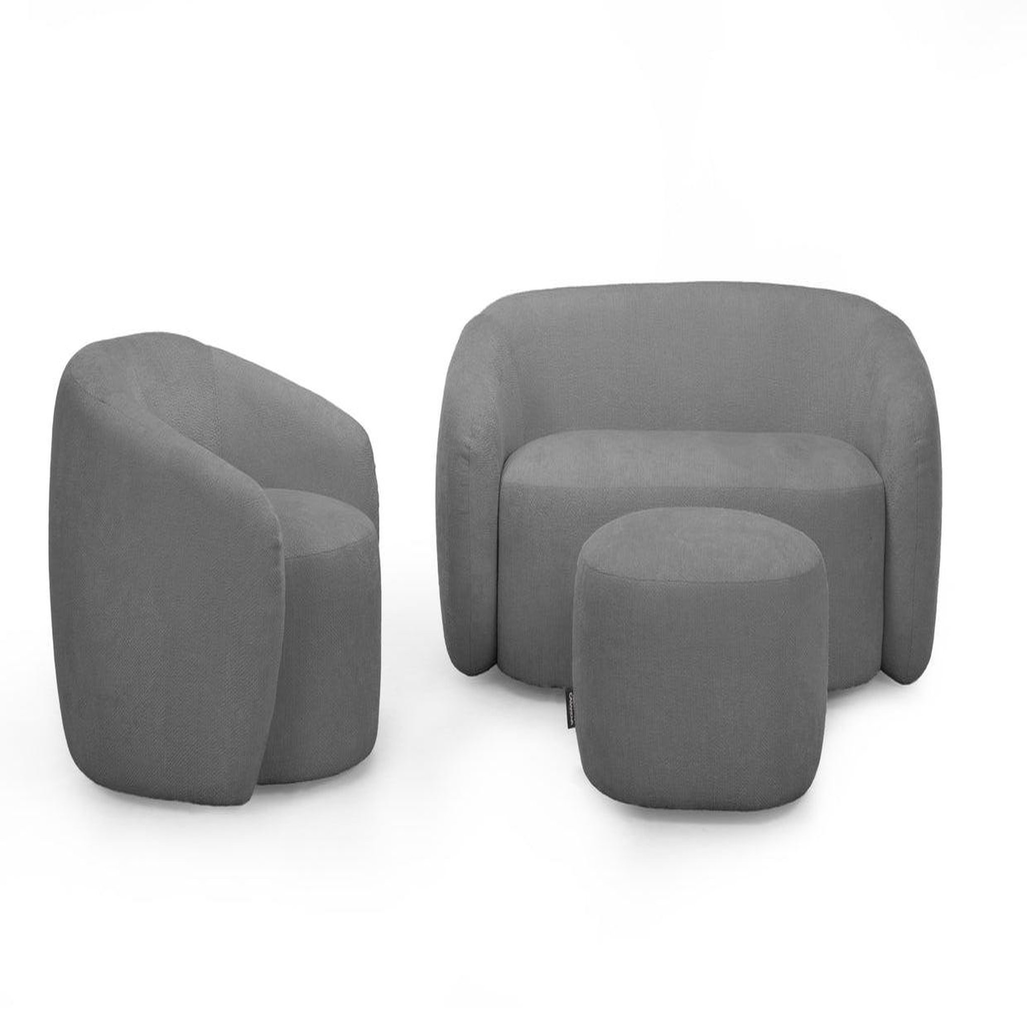 Voir la diapositive 1 : CASANOVA PARIS Aurelie - pack canapé droit 2 places + fauteuil + pouf tissu
